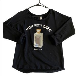 H&M DIVIDED Black Sequined Mon Petite Chéri Sweater Size Small